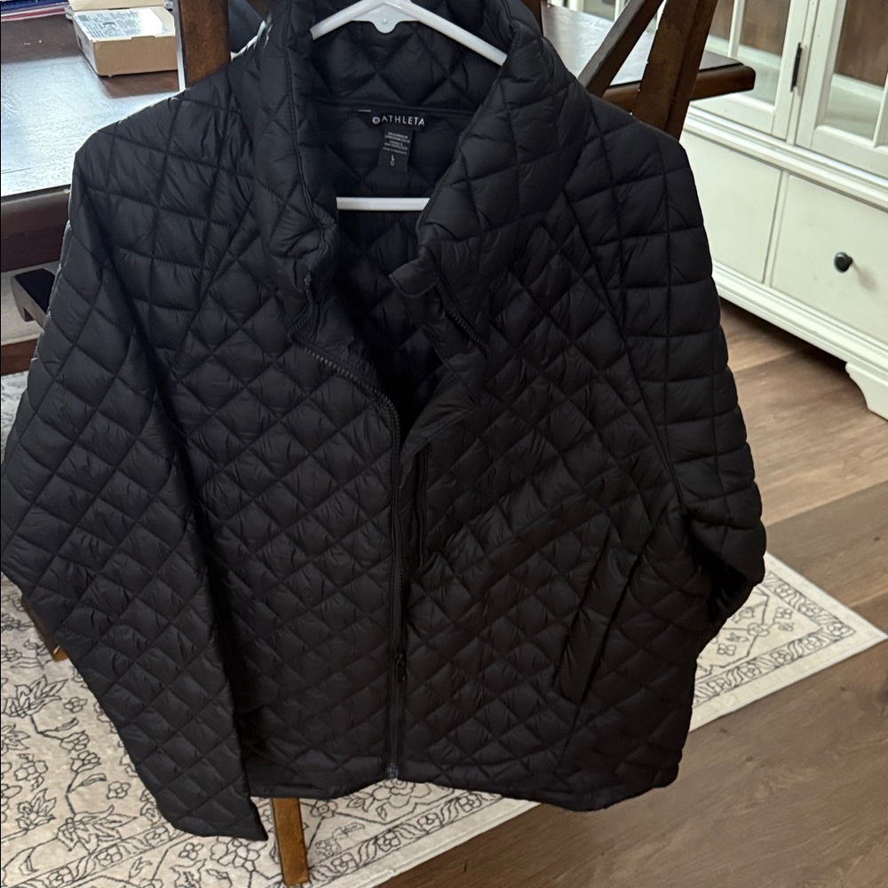 Athleta Black Quilted Zip-Up Jacket